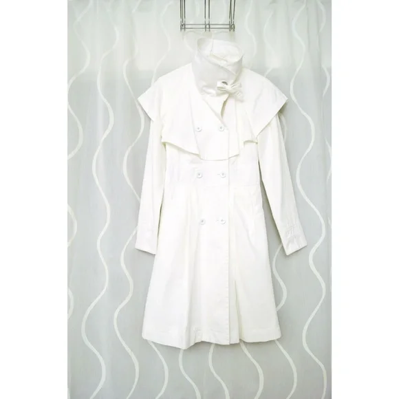 NWT ARMANI EXCHANGE White Funnel Neck Cotton Trench Overcoat | Size S - Picture 6 of 9